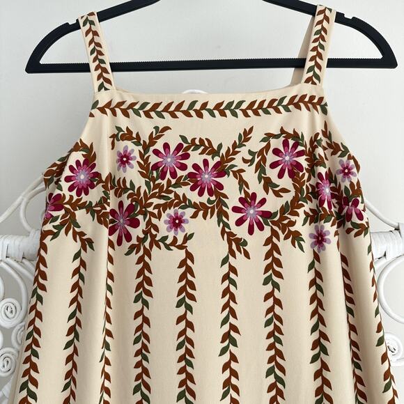 Vintage Alfred Shaheen Dress Womens small Cream Floral Maxi Hawaiian Boho 70s - Picture 2 of 11